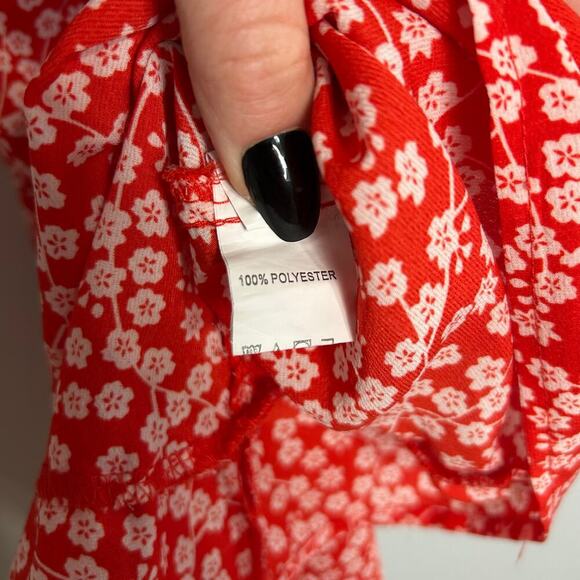 SHEIN Red Floral Sleeve Tie Mini Sun Slip Zip Up  Dress Women’s Size Small - Picture 5 of 7
